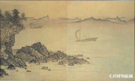 慶應◆【青木木米】真筆 文政7年最晩年作 紙本墨画淡彩山水人物図 鑑定・整古堂武智旧蔵箱 慶應◇青木木米真筆 文化7年晩年作 紙本墨画淡彩山水